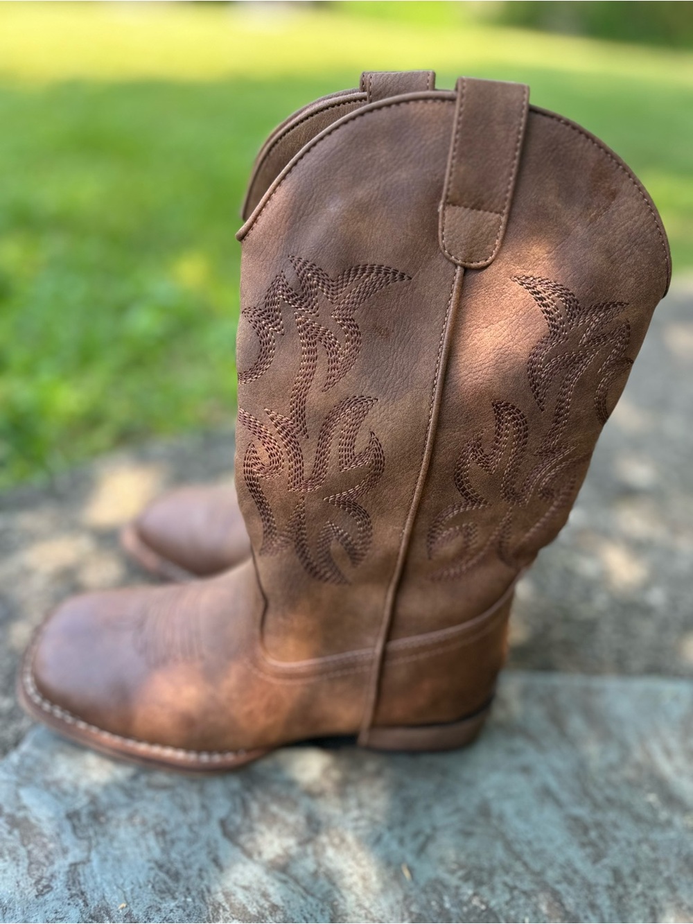 Brown Embroidered Cowboy Boots